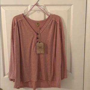 new with tags: pink long sleeve blouse
